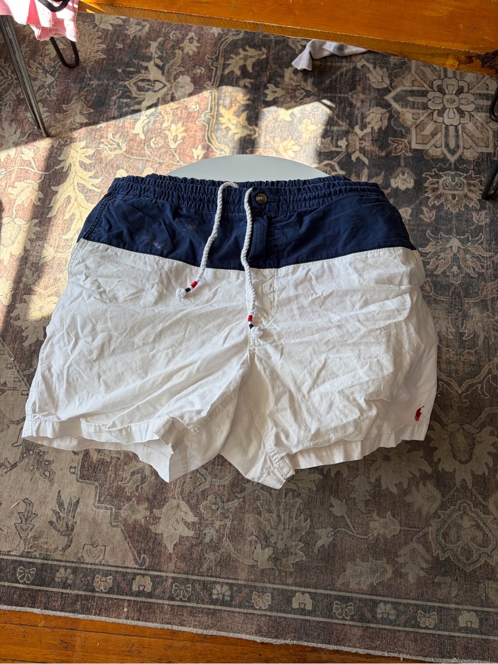 Polo by Ralph Lauren Navy and White Drawstring Athletic Shorts